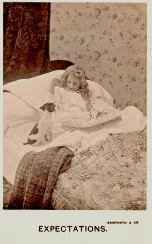 Rppc little girl - girl, eating